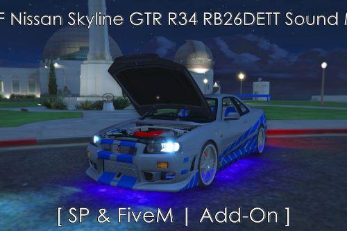 2F2F Nissan Skyline GTR R34 RB26DETT I6 Engine Sound Mod [Add-On SP / FiveM]