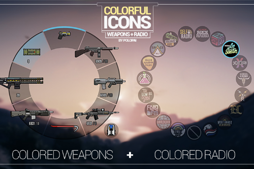 Colorful Icons: Radio & Weapons