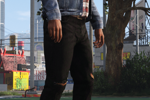 Franklin's Ripped Jeans & Gucci Jacket