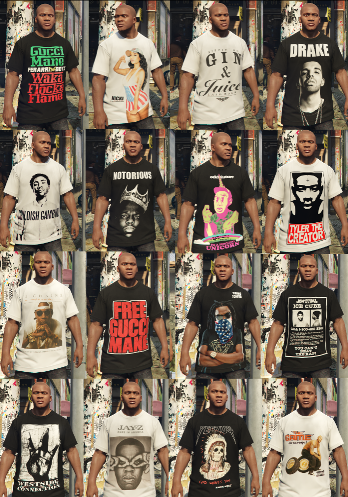 Franklin Hip Hop T Shirt Pack Gta 5 Mods 8691