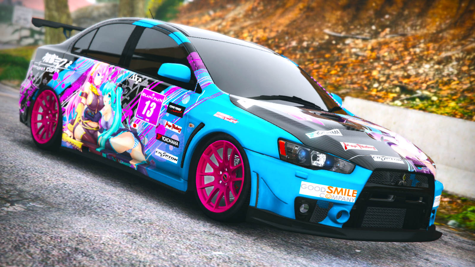 Miku x Luka Itasha for Mitsubishi Evolution X | GTA 5 Mods