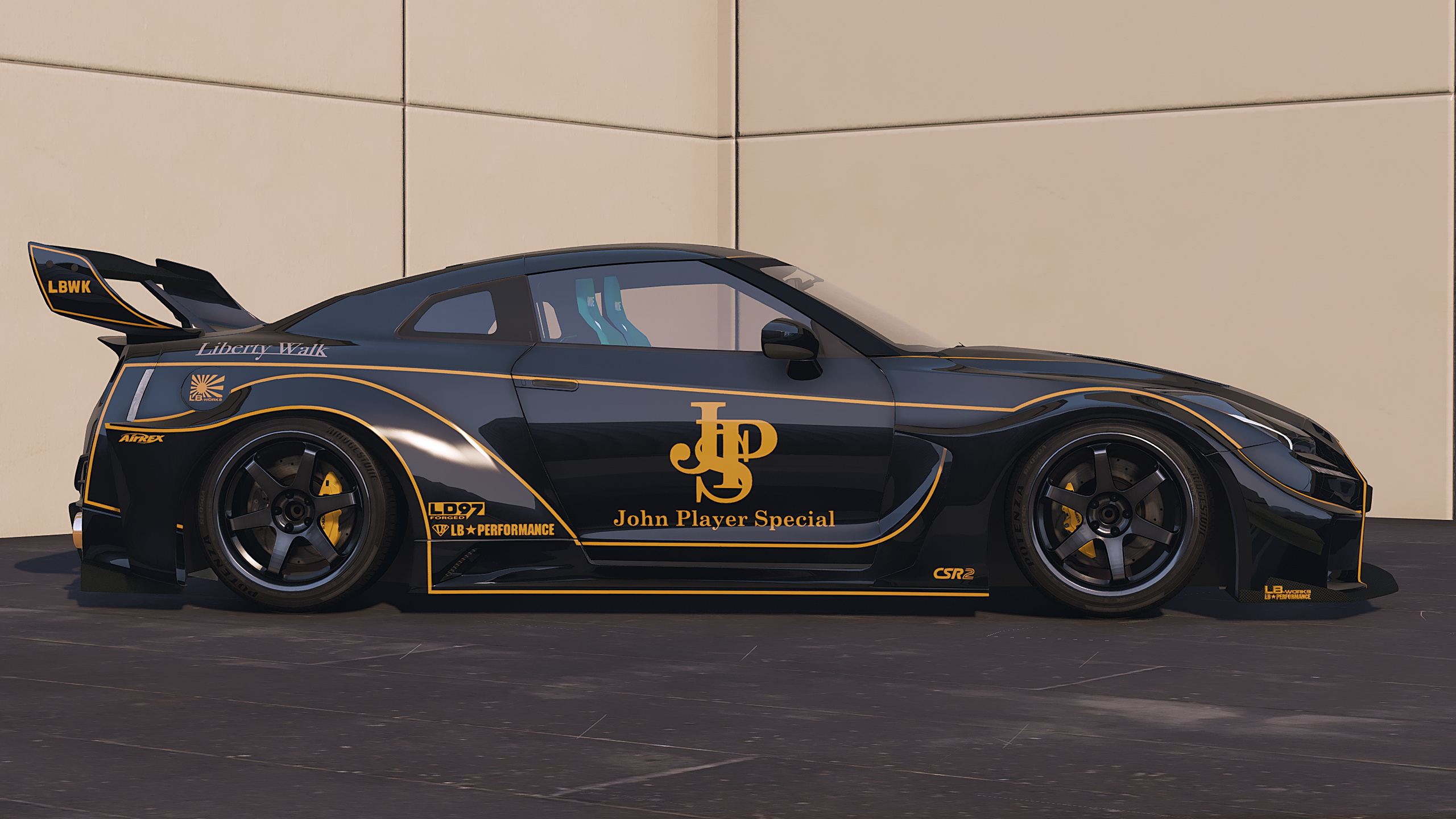 [Nissan GTR R35 Liberty Walk Silhouette]john player special livery